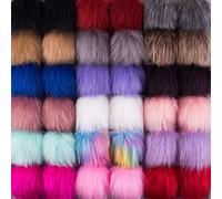 SIQUK 36 Piezas Pompones Piel Artificial Bola de Pompón para Bolsos Llaveros, 18 Colores