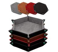 SIQUK 4 Piezas Bandeja Dados Cuero PU y Terciopelo Tablero Dados Plegable para DND RPG Juegos de Mesa (Gris, Camello, Rojo, Negro)