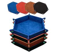 SIQUK 4 Piezas Bandeja Dados Cuero PU y Terciopelo Tablero Dados Plegable para DND RPG Juegos de Mesa, Azul Real, Naranja, Camel y Negro