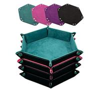 SIQUK 4 Piezas Bandeja Dados Cuero PU y Terciopelo Tablero Dados Plegable para DND RPG Juegos de Mesa, Cian, Rosa, Violeta y Negro