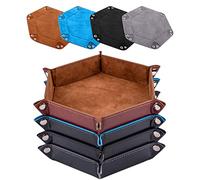 SIQUK 4 Piezas Bandeja Dados Tablero de Dados, Cuero PU y Terciopelo Tablero Dados Plegable para DND RPG Juegos de Mesa (Camel, Azul Cielo, Negro, Gris)