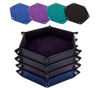 SIQUK 4 Piezas Bandeja Dados Tablero de Dados, Cuero PU y Terciopelo Tablero Dados Plegable para DND RPG (Negro, Cian, Violeta, Azul Real)