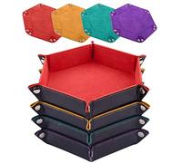 SIQUK 4 Piezas Bandeja Dados Tablero de Dados, Cuero PU y Terciopelo Tablero Dados Plegable para DND RPG Juegos de Mesa (Naranja, Amarillo, Cian, Violeta)