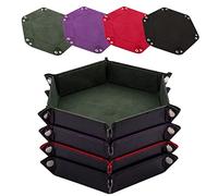 SIQUK 4 Piezas Bandeja Dados Tablero de Dados, Cuero PU y Terciopelo Tablero Dados Plegable para DND RPG (Verde Oscuro, Violeta, Rojo, Negro)