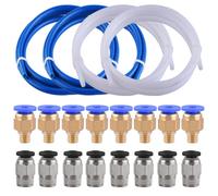 SIQUK 4 tubos de tefln de PTFE (3.3 ft) con 8 piezas de accesorios PC4-M6 y 8 piezas PC4-M10 macho recto neumtico PTFE conector de ajuste de em