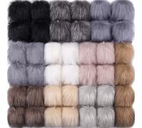 SIQUK 40 Piezas Pompones Artificial Piel Bola de Pompón para Bolsos Llaveros, 10 Colores