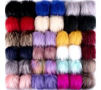 SIQUK 40 Piezas Pompones Artificial Piel Bola de Pompón para Bolsos Llaveros, 20 Colores