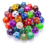 SIQUK 42 Piezas Dados Poliédrico 12 Caras Dados Poliédrico Dados de Colores con Bolsas para DND y Enseñanza de Matemáticas