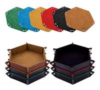 SIQUK 6 Piezas Bandeja de Dados Tablero Dados Cuero PU y Terciopelo Tablero Dados Plegable para DND RPG Juegos de Mesa (Camello, Negro, Rojo, Amarillo, Azul, Verde)