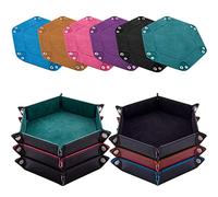SIQUK 6 Piezas Bandeja de Dados Tablero Dados Cuero PU y Terciopelo Tablero Dados Plegable para DND RPG Juegos de Mesa (Cian, Negro, Violeta, Rosa, Camel, Azul Cielo)