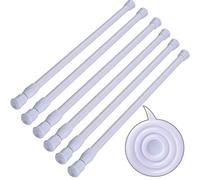 SIQUK 6 Piezas Barra para Armario Extensible Barra Ajustable Varilla Cortina Extensible para Armario Cortina Bricolaje (Blanco, 40-70cm)