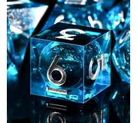 SIQUK 7 Piezas Dados Nucleo Liquido Juego Dados Poliedricos D4 D6 D8 D10 D12 D20 D% DND Dice para DND RPG MTG Dungeons and Dragons, Azul & Negro, Plata