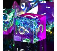 SIQUK 7 piezas Dados poliédricos 7 Die D4 D6 D8 D10 D12 D20 D% Juego de dados poliédricos para mazmorras y dragones DND RPG MTG, morado y azul