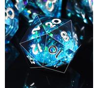 SIQUK 7 Piezas Dados Poliedricos Juego Dados DND Dice Dados Nucleo Liquido D4 D6 D8 D10 D12 D20 D% Dados para DND RPG MTG Dungeons and Dragons, Azul & Negro