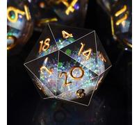 SIQUK 7 Piezas Dados Poliedricos Juego Dados DND Dice Dados Nucleo Liquido D4 D6 D8 D10 D12 D20 D% Dados para DND RPG MTG Dungeons and Dragons, Negro