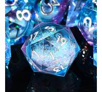 SIQUK 7 Piezas Dados Poliédricos para DND RPG MTG Dungeons and Dragons - D4 D6 D8 D10 D12 D20 D% con Núcleo Líquido - Azul y Violeta