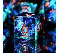 SIQUK 7 Piezas Dados Poliédricos para DND RPG MTG Dungeons and Dragons - D4 D6 D8 D10 D12 D20 D% - Negro y Azul