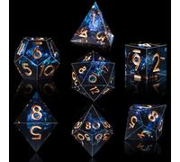 SIQUK 7 Piezas Dados Poliédricos para DND RPG MTG Dungeons and Dragons - Juego de 7-Die D4 D6 D8 D10 D12 D20 D% - Estrella Negra