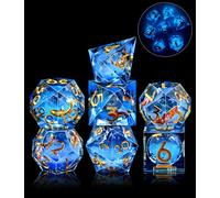 SIQUK 7 Piezas Juego Dados Poliedricos Con Nucleo Liquido Luminosos Dice DND Koi Fish D4 D6 D8 D10 D12 D20 D% para RPG MTG Dungeons and Dragons