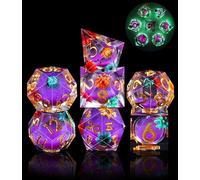 SIQUK 7 Piezas Juego Dados Poliedricos Dados Nucleo Liquido Dados Luminosos Dice DND D4 D6 D8 D10 D12 D20 D% para RPG MTG Dungeons and Dragons
