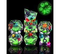 SIQUK 7 Piezas Juego Dados Poliedricos Dados Nucleo Liquido Dados Luminosos Dice DND D4 D6 D8 D10 D12 D20 D% para RPG MTG Dungeons and Dragons