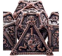 SIQUK 7 Piezas Juego de Dados Metal Dados Poliedricos Metalicos D20 D12 D10 D% D8 D6 D4 Dados DND para Dungeons and Dragons MTG RPG, Cobre Antiguo