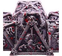 SIQUK 7 Piezas Juego de dados metal Poliedricos metalicos D20 D12 D10 D% D8 D6 D4 dados DND para Dungeons and Dragons MTG RPG, Salpicaduras de Sangre