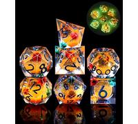 SIQUK 7 Piezas Poliedricos Dados Nucleo Liquido Dados Luminosos Dice DND D4 D6 D8 D10 D12 D20 D% para RPG MTG Dungeons and Dragons