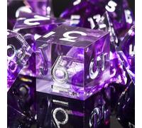 SIQUK 7 Piezas Set Dados DND Poliedricos Juego de Dados Poliédricos 7-Die DND Dice D4 D6 D8 D10 D12 D20 D% para D&D RPG MTG Dungeons and Dragons（Negro & Violeta, Plata）