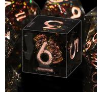 SIQUK 7 Piezas Set Dados DND Poliedricos Juego de Dados Poliédricos 7-Die DND Dice D4 D6 D8 D10 D12 D20 D% para D&D RPG MTG Dungeons and Dragons（Negro & Rojo, Cobre）