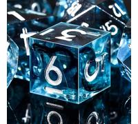 SIQUK 7 Piezas Set Dados DND Poliedricos Juego de Dados Poliédricos 7-Die DND Dice D4 D6 D8 D10 D12 D20 D% para D&D RPG MTG Dungeons and Dragons（Azul & Negro, Plata）