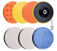 SIQUK 8 Piezas Esponja Pulir para Coche 80mm Esponjas Pulido Coche Kit de Almohadillas de Pulido de Espuma Accesorio de Pulido con Adaptador de Taladro M14 para Coche Encerado Lijado