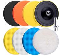 SIQUK 9 Piezas Esponja Pulir Coche 150mm Esponjas de Pulido Taladro Almohadillas de Pulido con Taladro Adaptador para Coche Encerado Lijado