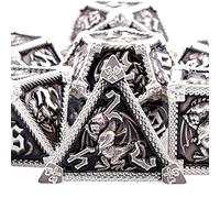 SIQUK Dados de metal de 7 troqueles para dados poliédricos DND con caja D20 D12 D10 D% D8 D6 D4 Juego de dados para Dungeons and Dragons Roll Playing Game RPG MTG Juegos de mesa (negro con borde