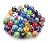 SIQUK - Dados poliédricos (42 unidades, 20 caras, dados multicolor para DND RPG con fundas