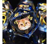 SIQUK Juego de 7 Dados de Núcleo Líquido Resina D&D Dados Poliédricos para Dungeons and Dragons DND RPG MTG