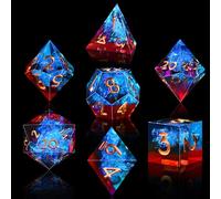 SIQUK Juego de 7 dados poliédricos de juego Polyhedral 7-Die DND Dice Set D4 D6 D8 D10 D12 D20 D% para RPG MTG Dungeon and Dragons, rojo llama y azul hielo