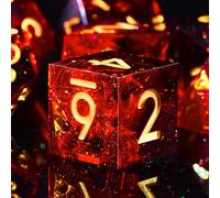 SIQUK Juego de 7 dados poliédricos para juegos Polyhedral DND Dice Set D4 D6 D8 D10 D12 D20 D% para DND RPG MTG Dungeon and Dragons, rojo llama