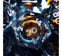 SIQUK Juego de dados DND de 7 piezas dados de núcleo líquido de resina poliédrica D4 D6 D8 D10 D12 D20 D% para mazmorras y dragones MTG RPG (dragón azul y dorado)