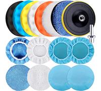 SIQUK Kit de 17 almohadillas de pulido de 180 mm para coche, almohadillas de espuma para pulir capó de pulido, accesorio de pulido para taladro