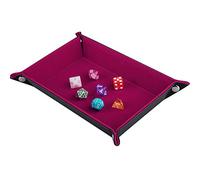 SIQUK Tablero de Dados de Doble Cara, Plegable, Rectangular, Rojo Rosa Oscuro, Cuero de PU y Terciopelo, para Mazmorras y Dragones, Juego de Dados RPG D&D y Otros Juegos de Mesa
