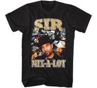 Sir Mix a Lot Collage T Shirt Casual Graphic Tops Black S
