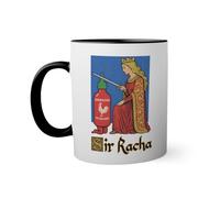 Sir Racha Funny Medieval Knighting Hot Chili Sauce Taza de color negro con mango a juego 330ml