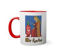 Sir Racha Funny Medieval Knighting Hot Chili Sauce Taza de color roja con mango a juego taza 330ml