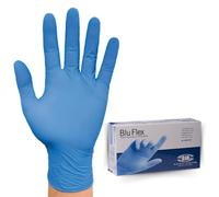 Sir Safety System GUANTO AZUL FLEX (conf.100 unidades) M Guantes nitrilo y vinilo BLU, guantes desechables, guantes de trabajo M, sin látex y sin polvo, elásticos. 100 piezas/caja.