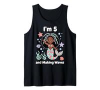 Sirena 5º Cumpleaños Linda Niña Negra Cinco Años Camiseta sin Mangas