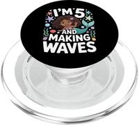 Sirena 5º Cumpleaños Linda Niña Negra Cinco Años PopSockets PopGrip para MagSafe