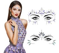 Sirena cara piedras preciosas palo joyas para mujer, cosplay, sirena, Halloween, club, disfraz de cara, piedras preciosas, pegatinas fiesta regalo para niños, disfraz de tatuajes temporales
