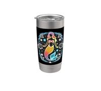 Sirena con estrellas brillantes Vaso térmico de acero inoxidable de doble pared