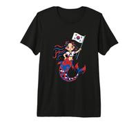 Sirena Coreana K-Pop Princesa - Lindo Recuerdo de la Bandera de Corea Camiseta Premium